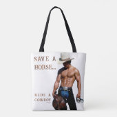 SlipperyJoe's Save a horse Ride A Cowboy hat muscu トートバッグ (裏面)