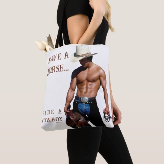 SlipperyJoe's Save a horse Ride A Cowboy hat muscu トートバッグ (クローズアップ)