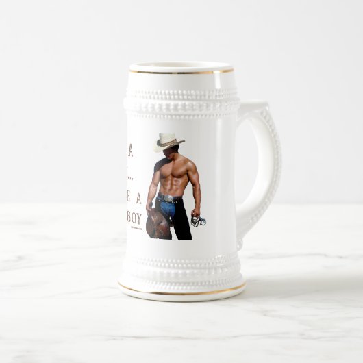 SlipperyJoe's Save a horse Ride A Cowboy hat muscu ビールジョッキ (正面右)