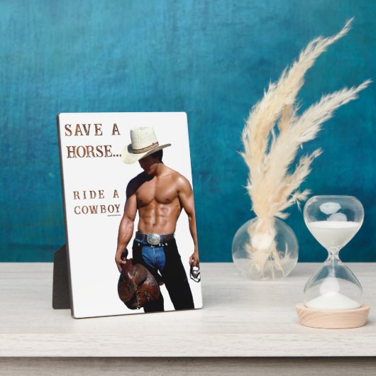 SlipperyJoe's Save a horse Ride A Cowboy hat muscu フォトプラーク (側面)