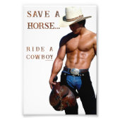 SlipperyJoe's Save a horse Ride A Cowboy hat muscu フォトプリント (正面)