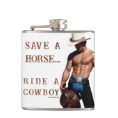 SlipperyJoe's Save a horse Ride A Cowboy hat muscu フラスク (正面)