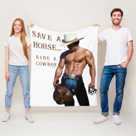 SlipperyJoe's Save a horse Ride A Cowboy hat muscu フリースブランケット (インサイチュ)