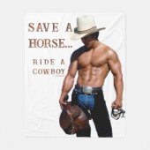 SlipperyJoe's Save a horse Ride A Cowboy hat muscu フリースブランケット (正面)