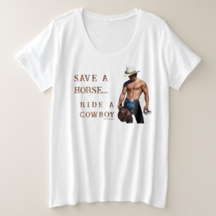 SlipperyJoe's Save a horse Ride A Cowboy hat muscu プラスサイズTシャツ