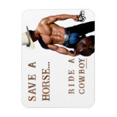 SlipperyJoe's Save a horse Ride A Cowboy hat muscu マグネット (縦)