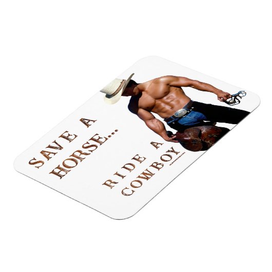 SlipperyJoe's Save a horse Ride A Cowboy hat muscu マグネット (左側)