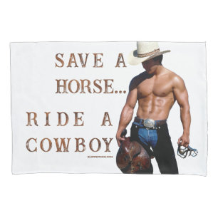 SlipperyJoe's Save a horse Ride A Cowboy hat muscu 枕カバー