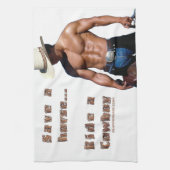 SlipperyJoe's Save a horse Ride a Cowboy muscle キッチンタオル (縦)