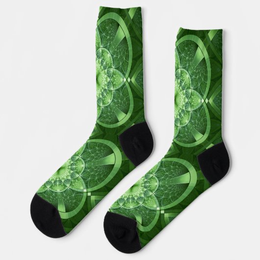 SlipperyJoe's St. Patrick's Day Fractal vortex hol ソックス (左)