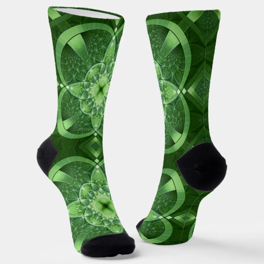 SlipperyJoe's St. Patrick's Day Fractal vortex hol ソックス (傾斜あり)