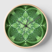 SlipperyJoe's St. Patrick's Day Fractal vortex hol 壁時計 (正面)
