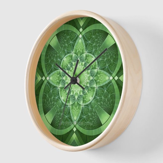 SlipperyJoe's St. Patrick's Day Fractal vortex hol 壁時計 (傾斜)