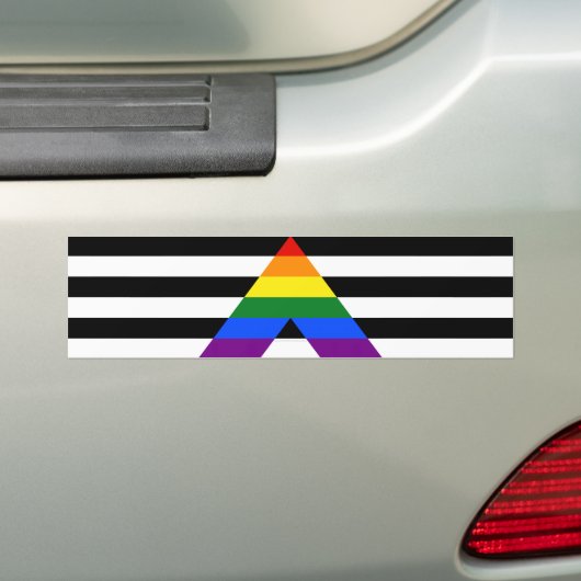 SlipperyJoe's Straight Ally FlagゲイギフトLGBTQIA バンパーステッカー (車上)