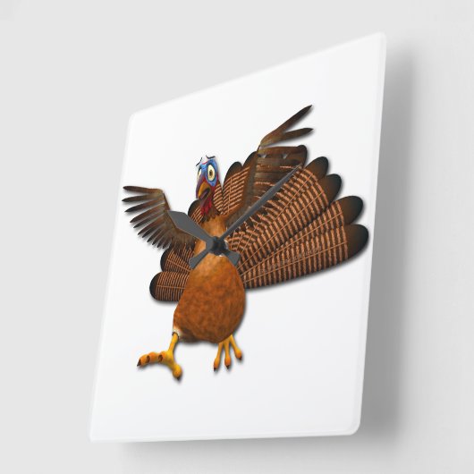 SlipperyJoe's Thanksgiving七面鳥の翼カラフルf スクエア壁時計 (傾斜)