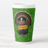 SlipperyJoe's Thanksgiving七面鳥の草のハム食べコー カフェラテマグ (正面)