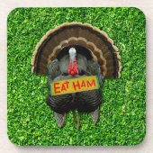 SlipperyJoe's Thanksgiving七面鳥の草のハム食べコー コースター (正面)