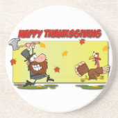 SlipperyJoe's Thanksgiving funny leaves pilgrim ru コースター (正面)