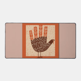 SlipperyJoe's Thanksgiving playful turkey illustra デスクマット