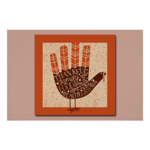 SlipperyJoe's Thanksgiving playful turkey illustra ポスター