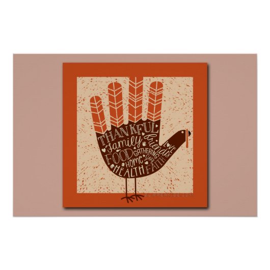 SlipperyJoe's Thanksgiving playful turkey illustra ポスター (正面)