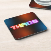 SlipperyJoe's throb 虹のようなグラデーションの厚みのある文字 コースター (左側)