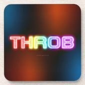SlipperyJoe's throb 虹のようなグラデーションの厚みのある文字 コースター (正面)