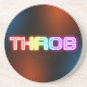 SlipperyJoe's throb 虹のようなグラデーションの厚みのある文字 コースター (正面)