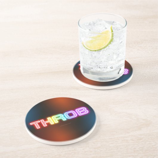 SlipperyJoe's throb 虹のようなグラデーションの厚みのある文字 コースター (側面)