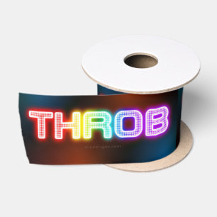SlipperyJoe's throb 虹のようなグラデーションの厚みのある文字 サテンリボン