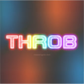 SlipperyJoe's throb 虹のようなグラデーションの厚みのある文字 シール (正面)