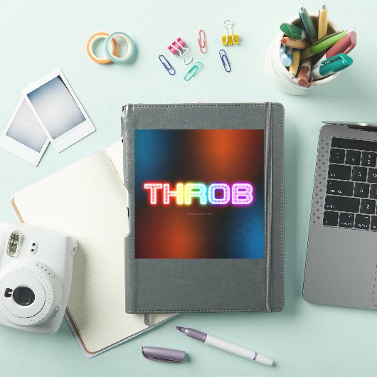 SlipperyJoe's throb 虹のようなグラデーションの厚みのある文字 シール (iPadカバー)