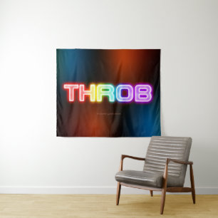 SlipperyJoe's throb 虹のようなグラデーションの厚みのある文字 タペストリー