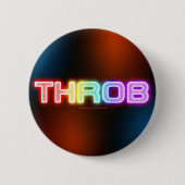 SlipperyJoe's throb 虹のようなグラデーションの厚みのある文字 缶バッジ (正面)