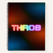 SlipperyJoe's throb 虹のようなグラデーションの厚みのある書体 ノートブック (正面)