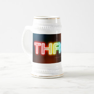 SlipperyJoe's throb 虹のようなグラデーションの厚みのある書体 ビールジョッキ