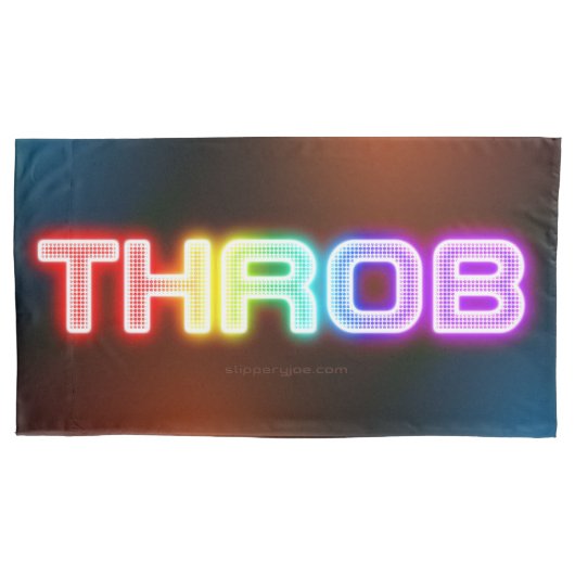 SlipperyJoe's throb 虹のようなグラデーションの厚みのある書体 枕カバー (正面)