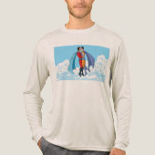 SlipperyJoe's two superheroes kissing flying carto トライブレンドＴシャツ (正面)