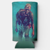 SlipperyJoe's zombie woodsハロウィーンの霧の木b スリム缶クーラー (裏面)