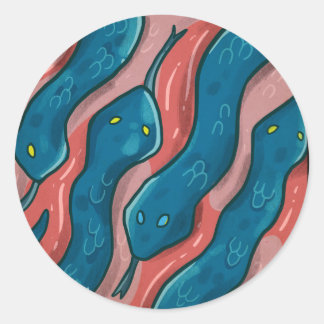 Slithering Snake - Animal Pattern Illustration ラウンドシール