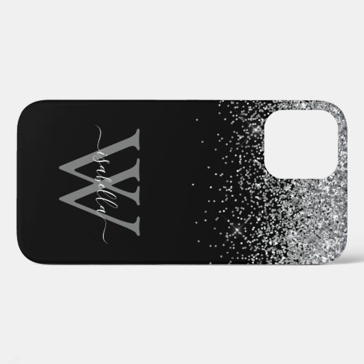 Sliver Black Glitter Script Name Case-Mate iPhoneケース (裏面 (横))