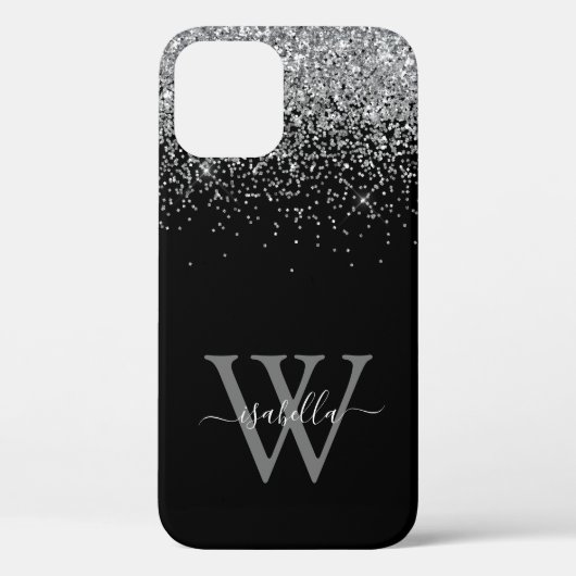 Sliver Black Glitter Script Name Case-Mate iPhoneケース (裏面)