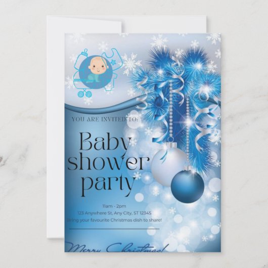 Sliver snowflakes winter wonderland baby shower  招待状 (正面)