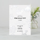 Sliver Spooky Hey Boo Kids Halloween Birthday  箔招待状 (立ち正面)