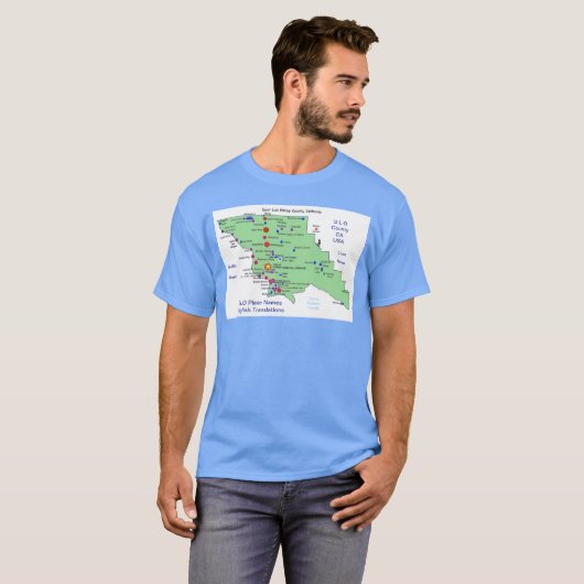 SLOの地名マップ Tシャツ (正面フル)