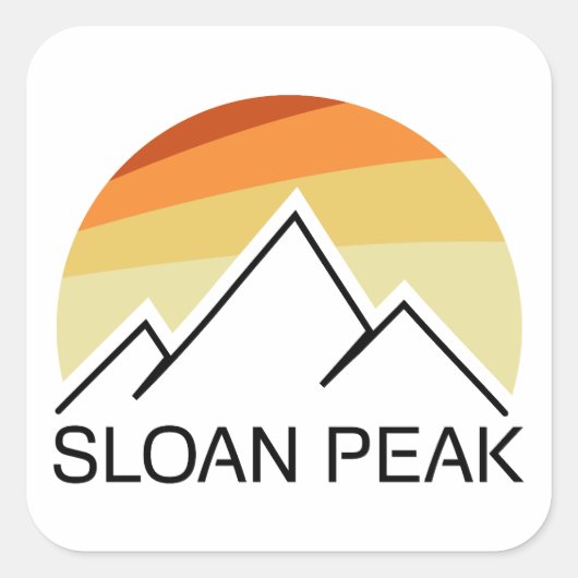 Sloan Peak ワシントン州 レトロ スクエアシール (正面)