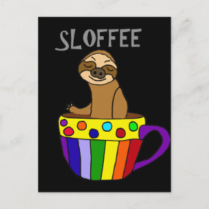 SLOFFEE おもしろい Sloth飲みコーヒーデザイン ポストカード