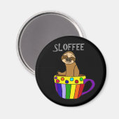 SLOFFEE おもしろい Sloth飲みコーヒーデザイン マグネット (正面/裏面)