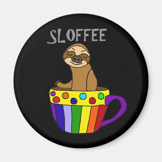 SLOFFEE おもしろい Sloth飲みコーヒーデザイン マグネット (正面)