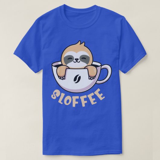 Sloffee cute Sloth in Coffee Cup Tシャツ (デザイン正面)